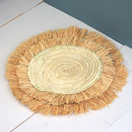 Set de table rond en feuilles de palmier et raphia