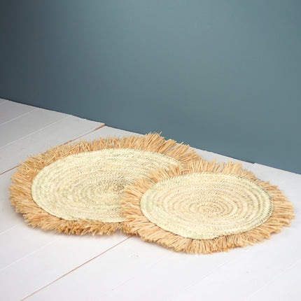 Set de table rond en feuilles de palmier et raphia