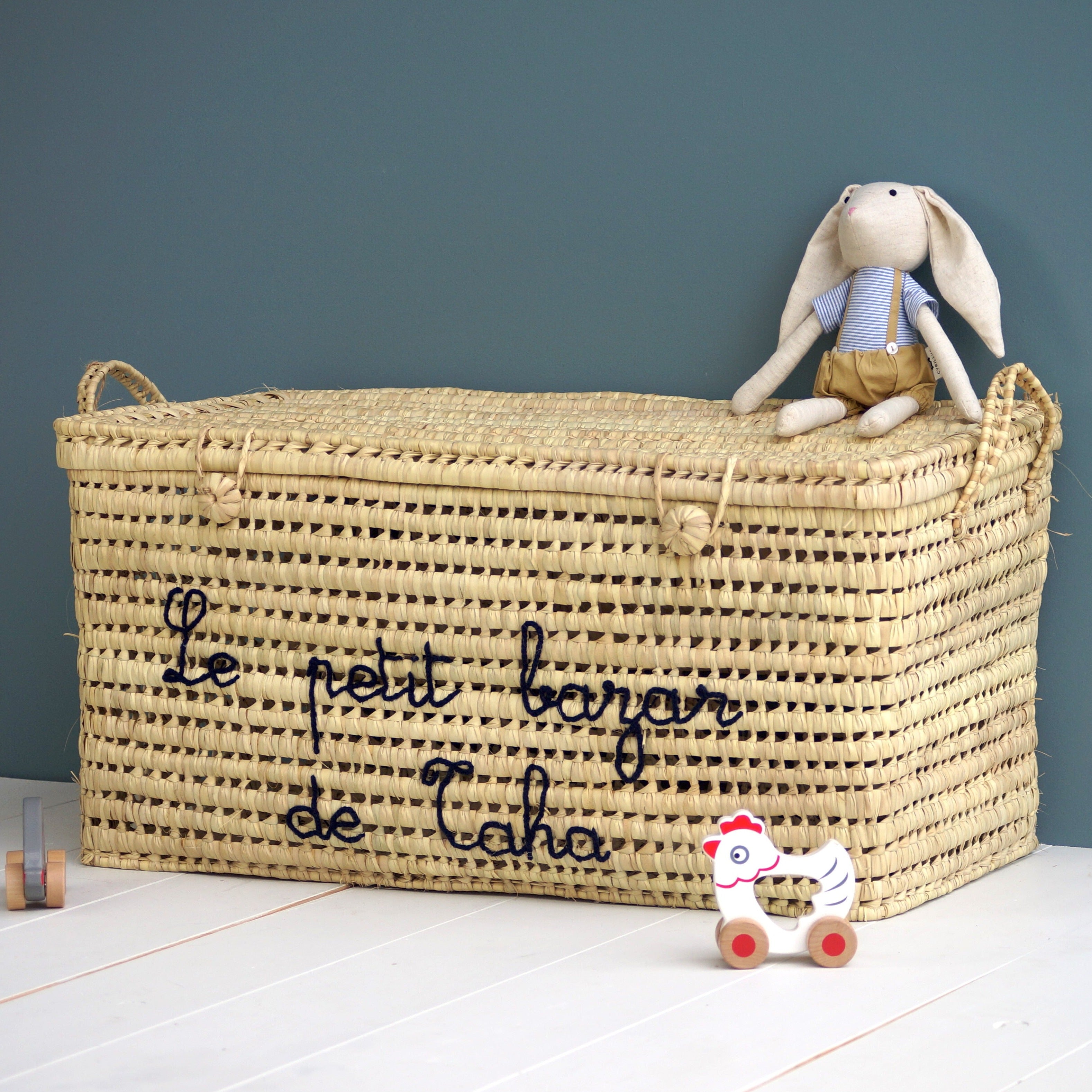 Coffre à jouets en osier 80cm Personnalisable