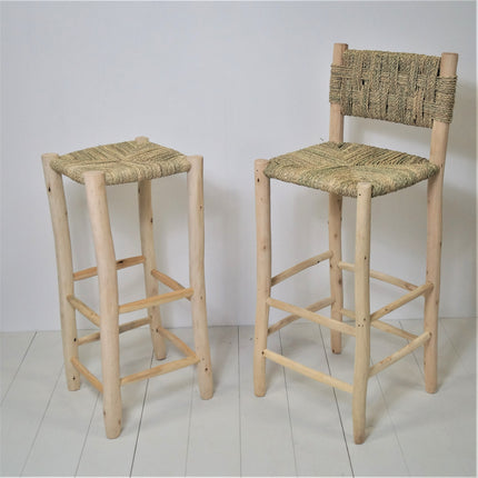 Chaise haute marocaine en bois et corde
