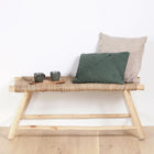 Banc ethnique en bois et tressage naturel 100cm