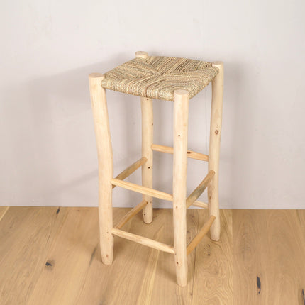Tabouret de bar en bois et corde - 60cm