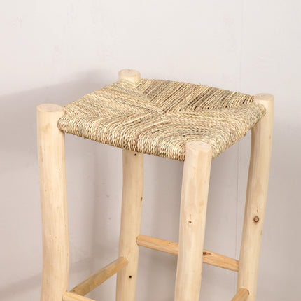 Tabouret de bar en bois et corde - 60cm
