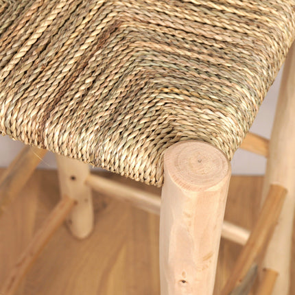 Tabouret de bar en bois et corde - 60cm