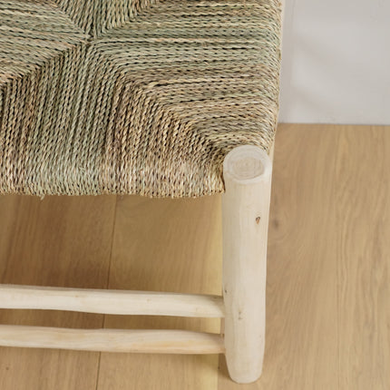 Chaise de table marocaine en bois - Dossier corde