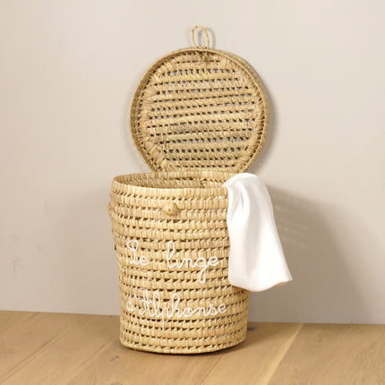 Panier à linge en feuilles de palmier personnalisable - Rond