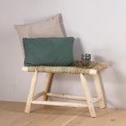 Banc ethnique en bois et tressage naturel 60cm