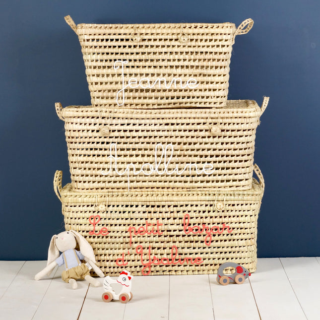 Coffre à jouets en osier 80cm Personnalisable