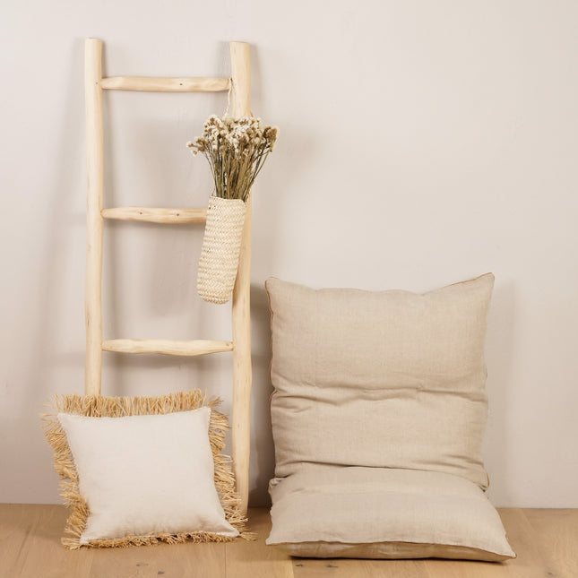 Coussin en coton et franges en raphia - Carré