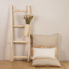 Housse de coussin en coton et franges en raphia