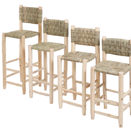 Chaise haute marocaine en bois et corde