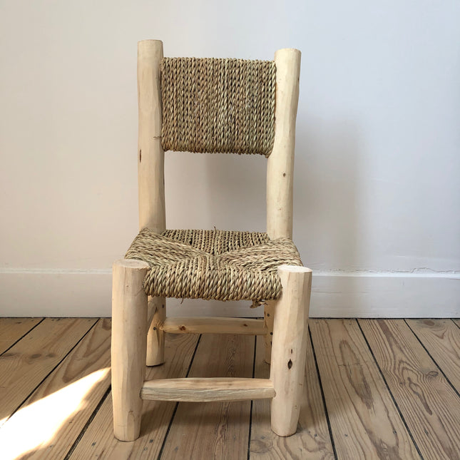 Chaise enfant en bois et corde