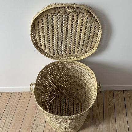 Panier à linge en feuilles de palmier personnalisable - Rond