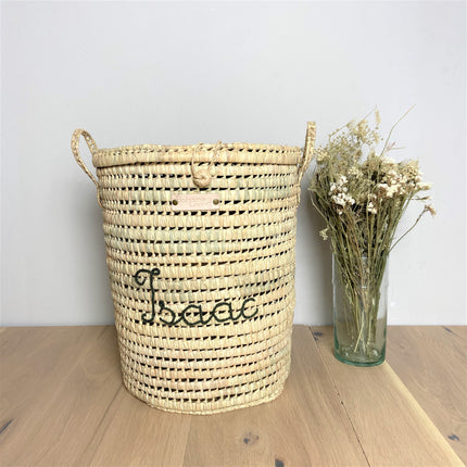 Panier à linge en feuilles de palmier personnalisable - Rond