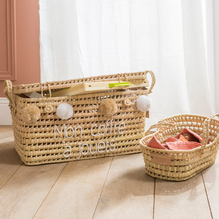 Malle de rangement en feuilles de palmier 60cm - Mon coffre à jouets