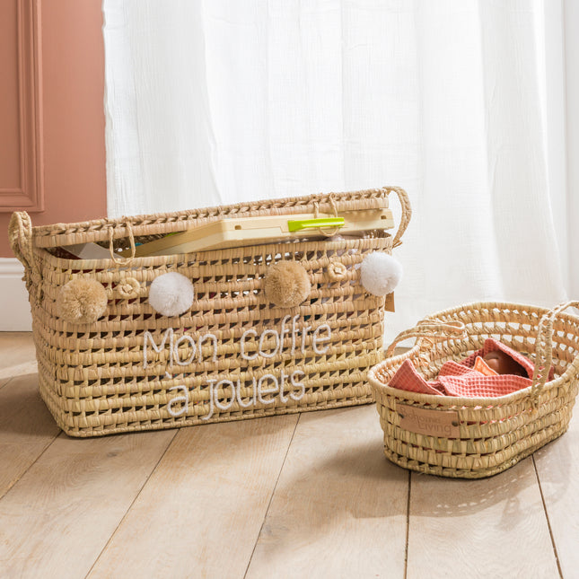 Malle de rangement en feuilles de palmier 60cm - Mon coffre à jouets