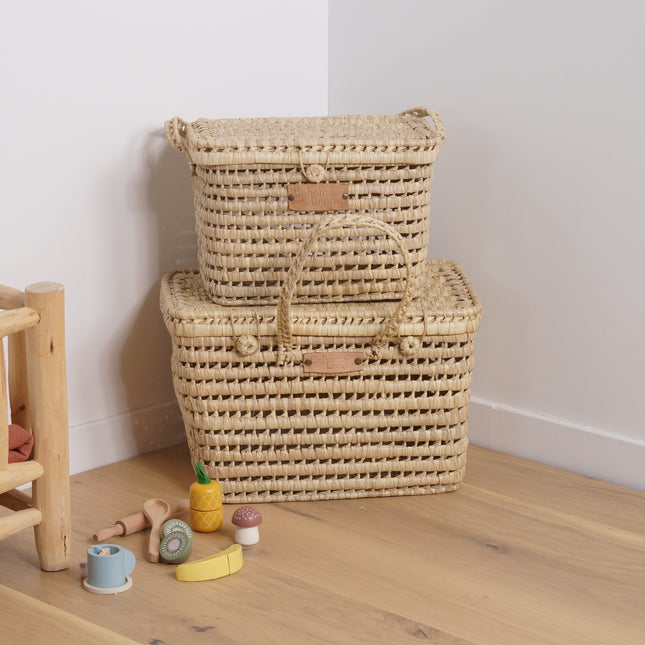 Coffre à jouets en osier