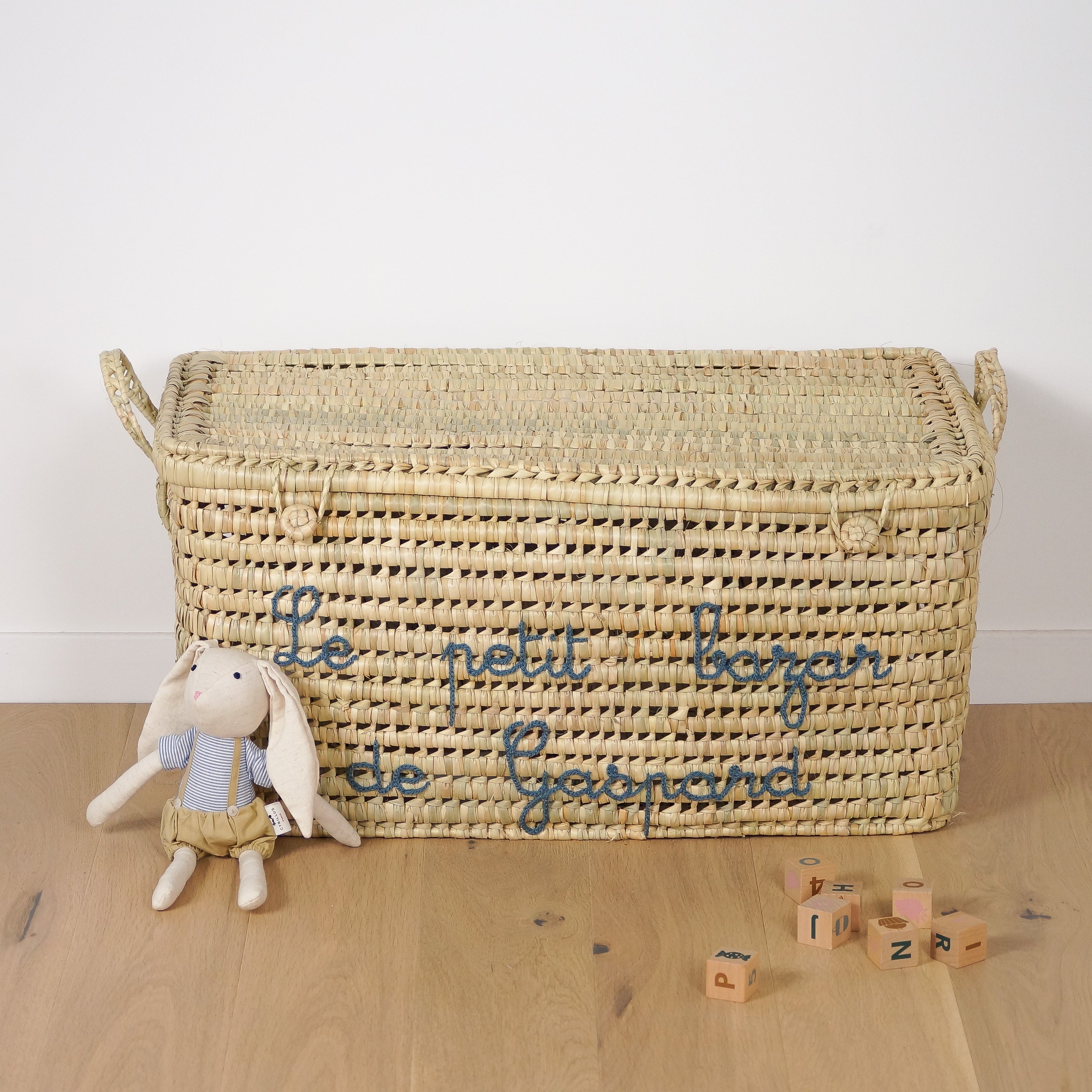 Coffre à jouets en osier 80cm Personnalisable