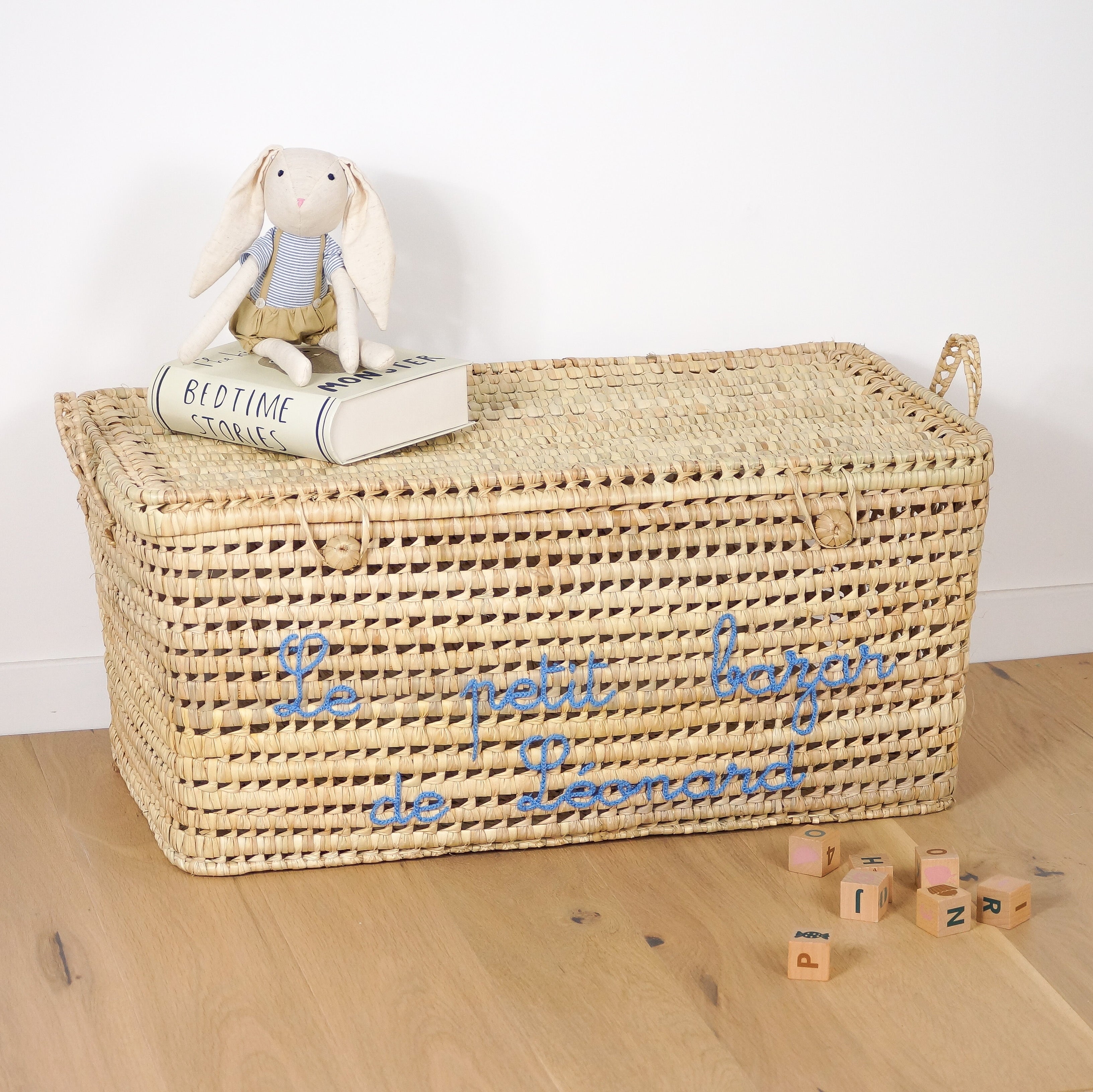 Coffre à jouets en osier 80cm Personnalisable