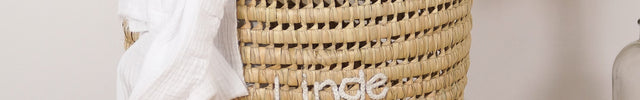 Panier à linge en feuilles de palmier rond - Linge sale