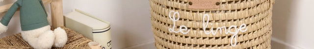 Panier à linge en feuilles de palmier personnalisable - Rond