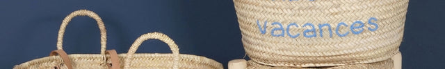 Panier cabas en paille et anses cuir - Personnalisable