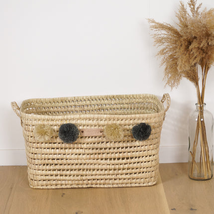 Panier de rangement en feuilles de palmier 60cm - Personnalisable