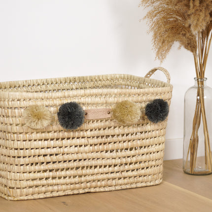 Panier de rangement en feuilles de palmier 60cm - Personnalisable