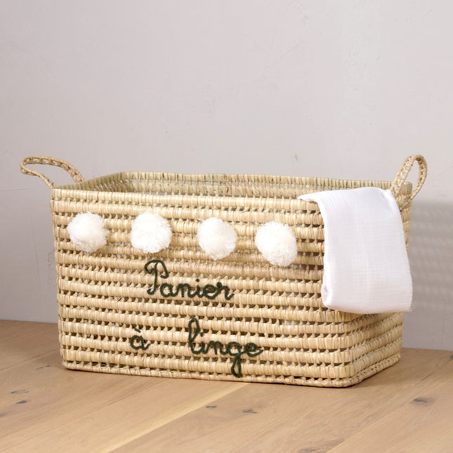 Panier de rangement en feuilles de palmier 60cm - Personnalisable