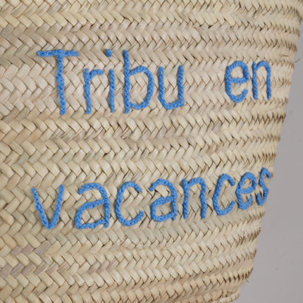 Panier cabas en paille et anses cuir - Personnalisable