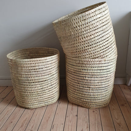 Panier rond XL en feuilles de palmier
