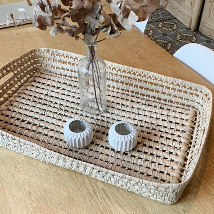 Plateau de service en osier naturel artisanat marocain