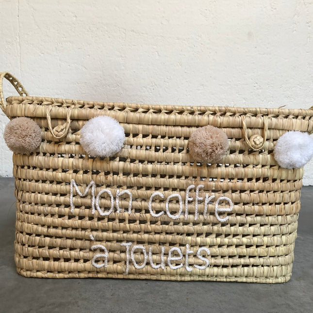 Malle de rangement en feuilles de palmier 60cm - Mon coffre à jouets
