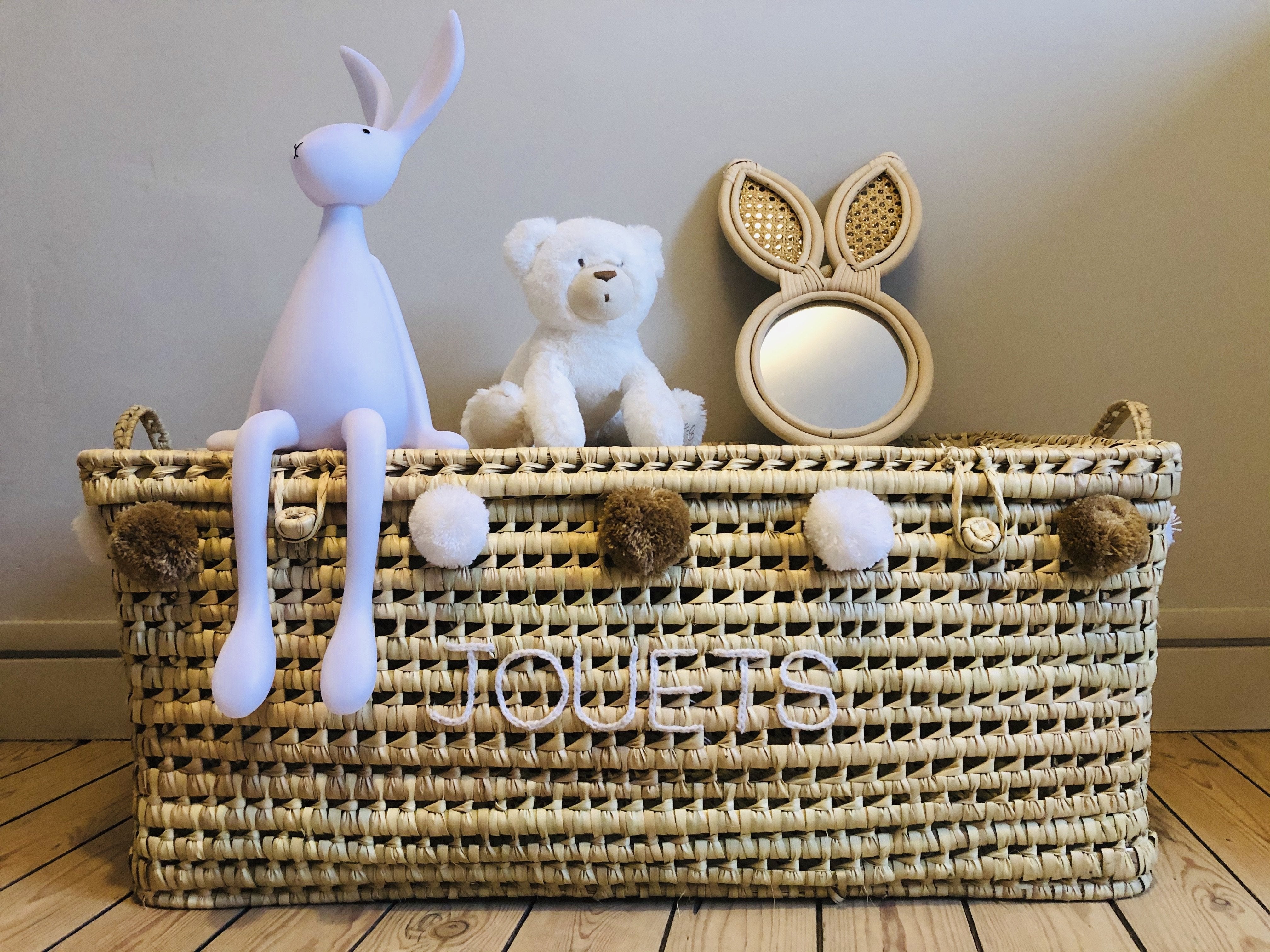 Coffre à jouets en osier 80cm Personnalisable